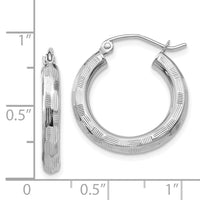Thumbnail for 14k White Gold Diamond-cut Hoop Earrings