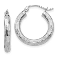 Thumbnail for 14k White Gold Diamond-cut Hoop Earrings