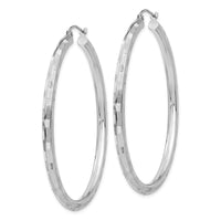 Thumbnail for 14k White Gold Diamond-cut Hoop Earrings