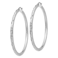 Thumbnail for 14k White Gold Diamond-cut Hoop Earrings