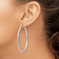 Thumbnail for 14k White Gold Diamond-cut Hoop Earrings