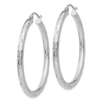 Thumbnail for 14k White Gold Diamond-cut Hoop Earrings