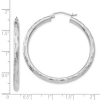 Thumbnail for 14k White Gold Diamond-cut Hoop Earrings