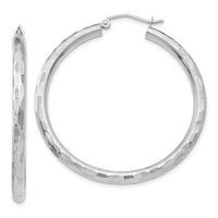 Thumbnail for 14k White Gold Diamond-cut Hoop Earrings