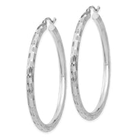Thumbnail for 14k White Gold Diamond-cut Hoop Earrings