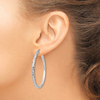 Thumbnail for 14k White Gold Diamond-cut Hoop Earrings