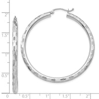 Thumbnail for 14k White Gold Diamond-cut Hoop Earrings