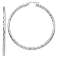 Thumbnail for 14k White Gold Diamond-cut Hoop Earrings