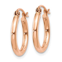 Thumbnail for 14k Rose Gold Polished 2mm Lightweight Tube Hoop Earrings