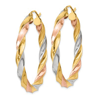 Thumbnail for 14k Tri-color Light Twisted Hoop Earrings