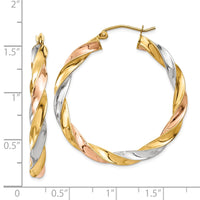 Thumbnail for 14k Tri-color Light Twisted Hoop Earrings