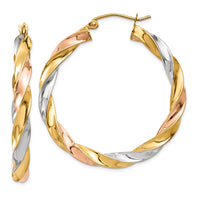 Thumbnail for 14k Tri-color Light Twisted Hoop Earrings