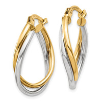 Thumbnail for 14K Two-Tone Polished Oval Hoop Earrings
