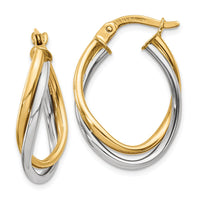 Thumbnail for 14K Two-Tone Polished Oval Hoop Earrings