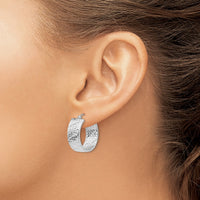 Thumbnail for 14k White Gold Diamond Cut Hoop Earrings
