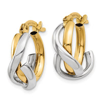 Thumbnail for 14K Two-Tone Polished Fancy Hoop Earrings