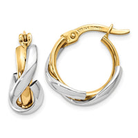 Thumbnail for 14K Two-Tone Polished Fancy Hoop Earrings