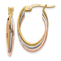 Thumbnail for 14K Tri-Color Polished Oval Hoop Earrings