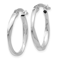 Thumbnail for 14K White Gold Polished Oval Twist Hoop Earrings