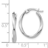 Thumbnail for 14K White Gold Polished Oval Twist Hoop Earrings
