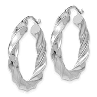 Thumbnail for 14k White Gold Light Twisted Hoop Earrings