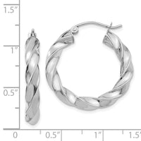 Thumbnail for 14k White Gold Light Twisted Hoop Earrings