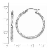 Thumbnail for 14k White Gold Polished & Satin Twisted Hoop Earrings