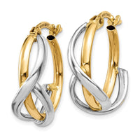 Thumbnail for 14K Two-Tone Polished Twisted Hoop Earrings