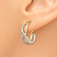 Thumbnail for 14K Two-Tone Polished Twisted Hoop Earrings