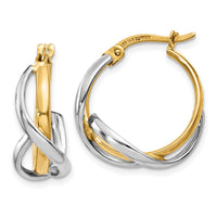 Thumbnail for 14K Two-Tone Polished Twisted Hoop Earrings