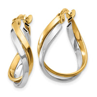 Thumbnail for 14K Two-Tone Polished Twisted Hoop Earrings