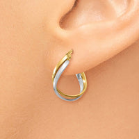 Thumbnail for 14K Two-Tone Polished Twisted Hoop Earrings