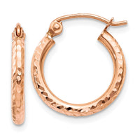 Thumbnail for 14k Rose Gold Lightweight Diamond-cut Hoop Earrings