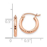 Thumbnail for 14k Rose Gold Lightweight Diamond-cut Hoop Earrings