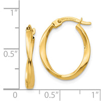 Thumbnail for 14K Gold Polished Twisted Oval Hoop Earrings
