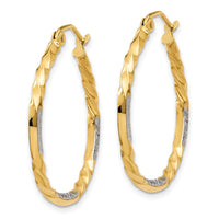 Thumbnail for 14k & Rhodium Diamond Cut Twisted Hoop Earrings