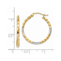 Thumbnail for 14k & Rhodium Diamond Cut Twisted Hoop Earrings