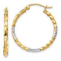 Thumbnail for 14k & Rhodium Diamond Cut Twisted Hoop Earrings