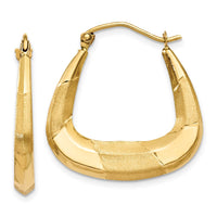 Thumbnail for 14k Polished, Satin and Diamond-cut Hoop Earrings