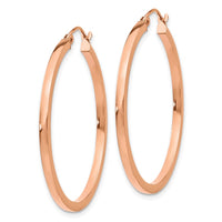 Thumbnail for 14k Rose Gold Lightweight Square Tube Hoop Earrings