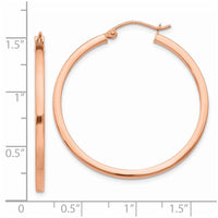 Thumbnail for 14k Rose Gold Lightweight Square Tube Hoop Earrings