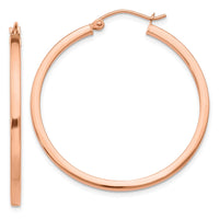Thumbnail for 14k Rose Gold Lightweight Square Tube Hoop Earrings