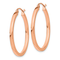Thumbnail for 14k Rose Gold Lightweight Square Tube Hoop Earrings