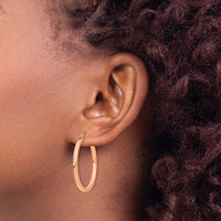 Thumbnail for 14k Rose Gold Lightweight Square Tube Hoop Earrings