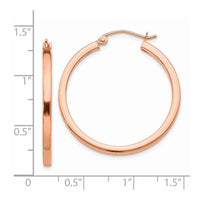 Thumbnail for 14k Rose Gold Lightweight Square Tube Hoop Earrings
