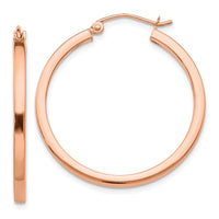 Thumbnail for 14k Rose Gold Lightweight Square Tube Hoop Earrings