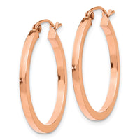 Thumbnail for 14k Rose Gold Lightweight Square Tube Hoop Earrings