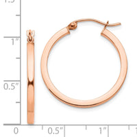 Thumbnail for 14k Rose Gold Lightweight Square Tube Hoop Earrings