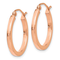 Thumbnail for 14k Rose Gold Lightweight Square Tube Hoop Earrings