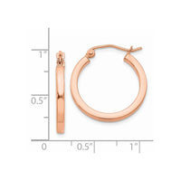 Thumbnail for 14k Rose Gold Lightweight Square Tube Hoop Earrings
